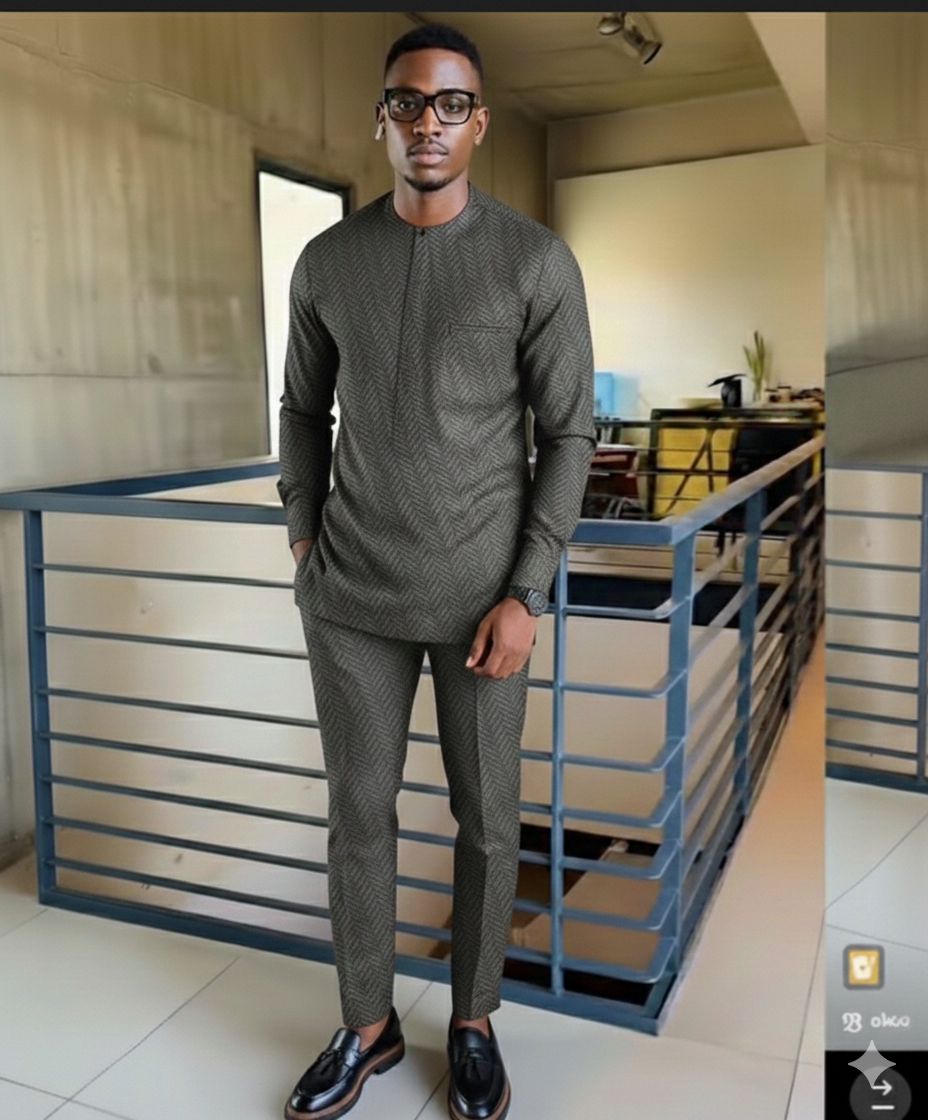 Ensemble Homme Élégant Gris Texturé